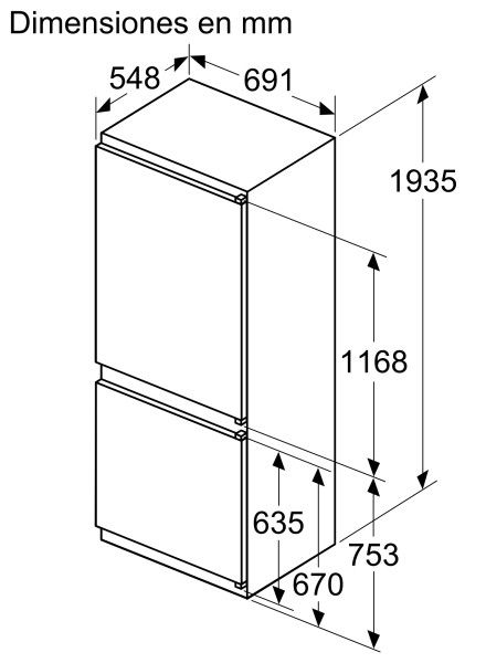 Frigorifico Combinable Integrable SIEMENS KB96NVSE0 IQ300 193.5 x 69.1 cm XXL noFrost Puerta Deslizante