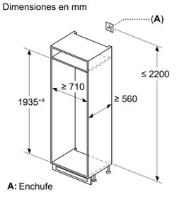 Frigorifico Combinable Integrable SIEMENS KB96NVSE0 IQ300 193.5 x 69.1 cm XXL noFrost Puerta Deslizante