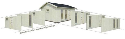 Palmako andre garagem de madeira 28,5 m2 557 x 576 cm el18-5658 101167 com porta seccional
