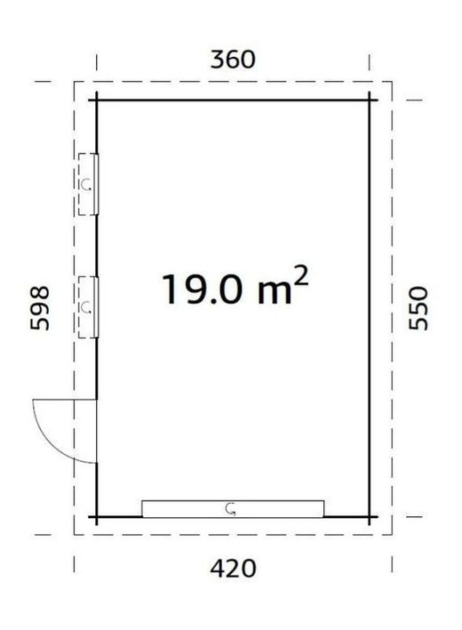 Garage en bois Palmako Rasmus 19,0 m2 380 x 570 cm FR44-3857-5 102419 avec porte sectionnelle