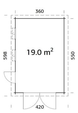 Palmako rasmus garagem de madeira 19,0 m2 380 x 570 cm fr44-3857-6 102415