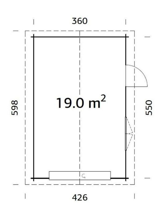 Garaje de madera Palmako roger 19.0 m2 380 x 570 cm fr44-3857-2 102355 con puerta seccional