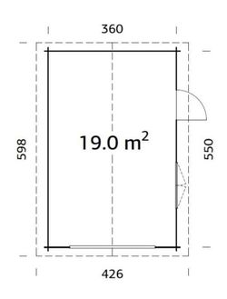 Palmako roger garagem de madeira 19,0 m2 380 x 570 cm fre44-3857-8 101899 sem porta