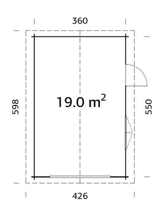 Palmako roger garagem de madeira 19,0 m2 380 x 570 cm fre44-3857-8 101899 sem porta