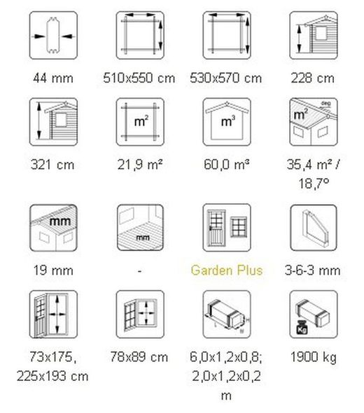 Garaje de madera Palmako roger 21.9 + 5.2 m2 530 x 570 cm fr44-5357 102482