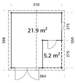 Garaje de madera Palmako roger 21.9 + 5.2 m2 530 x 570 cm fr44-5357 102482