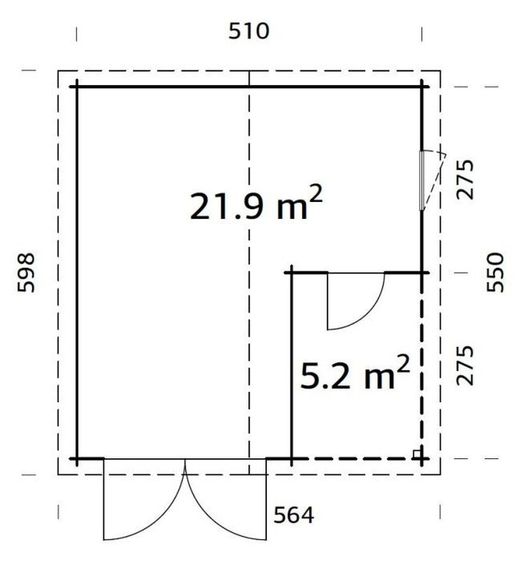 Garaje de madera Palmako roger 21.9 + 5.2 m2 530 x 570 cm fr44-5357 102482
