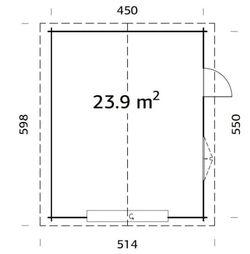Garaje de madera Palmako roger 23.9 m2 470 x 570 cm fr44-4757-4 102502 con puerta seccional