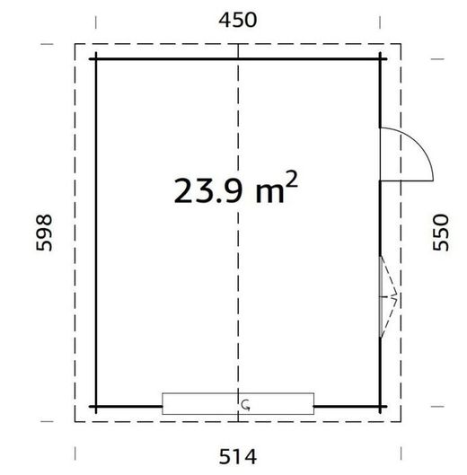 Garaje de madera Palmako roger 23.9 m2 470 x 570 cm fr44-4757-4 102502 con puerta seccional
