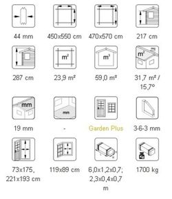 Garaje de madera Palmako roger 23.9 m2 470 x 570 cm fr44-4757-4 102502 con puerta seccional