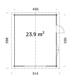 Garaje de madera Palmako roger 23.9 m2 470 x 570 cm fre44-4757 101903 sin puerta