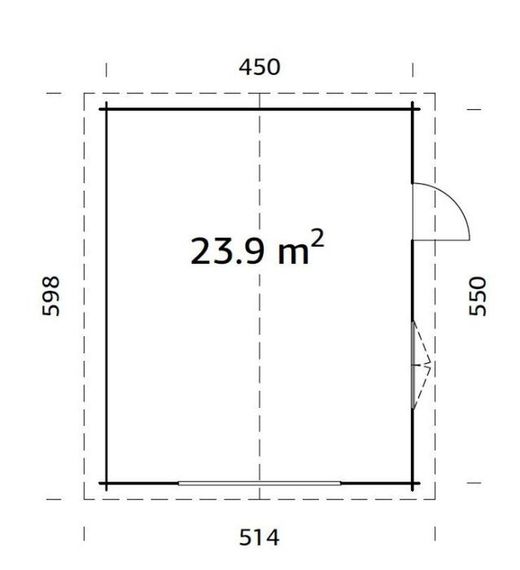 Garaje de madera Palmako roger 23.9 m2 470 x 570 cm fre44-4757 101903 sin puerta