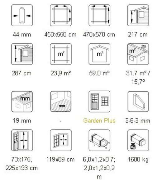 Garaje de madera Palmako roger 23.9 m2 470 x 570 cm frv44-4757-3 102498