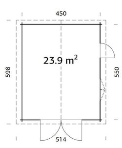 Garaje de madera Palmako roger 23.9 m2 470 x 570 cm frv44-4757-3 102498