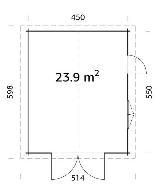 Garaje de madera Palmako roger 23.9 m2 470 x 570 cm frv44-4757-3 102498