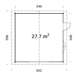 Garaje de madera Palmako roger 27.7 m2 560 x 560 cm fre70-5656 101911 sin puerta