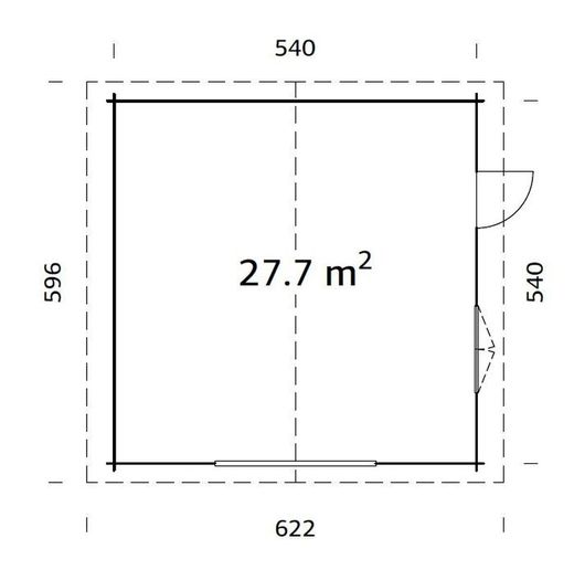 Garaje de madera Palmako roger 27.7 m2 560 x 560 cm fre70-5656 101911 sin puerta
