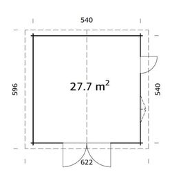 Garage en bois Palmako Roger 27,7 m2 560 x 560 cm FRK70-5656-1 102379