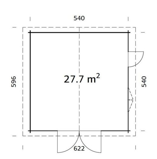 Garage en bois Palmako Roger 27,7 m2 560 x 560 cm FRK70-5656-1 102379