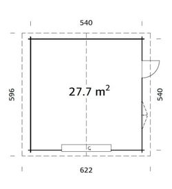Garaje de madera Palmako roger 27.7 m2 560 x 560 cm frk70-5656-2 102383 con puerta seccional