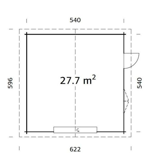 Garaje de madera Palmako roger 27.7 m2 560 x 560 cm frk70-5656-2 102383 con puerta seccional