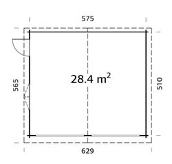 Palmako roger garagem de madeira 28,4 m2 595 x 530 cm fr44-5953 101907 sem porta