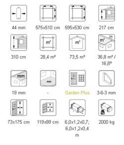 Palmako roger garagem de madeira 28,4 m2 595 x 530 cm fr44-5953 101907 sem porta