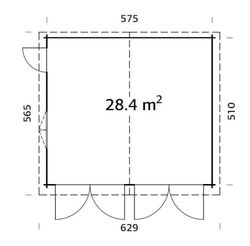 Garaje de madera Palmako roger 28.4 m2 595 x 530 cm fr44-5953 102399
