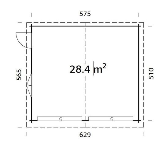 Palmako roger garagem de madeira 28,4 m2 595 x 530 cm fr44-5953-2 102403 com porta seccional