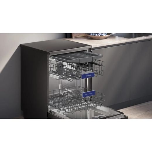LAVAVAJILLAS SIEMENS SN23EC03ME ACERO NEGRO ANTIHUELLAS 60 CM IQ300 3º BANDEJA