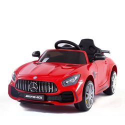 Mercedes AMG GTR 12 voltios Motor 15W * 2 (105x57x45)Coche para niños con puerto mp3, luces LED, 2.4G R / C, control de sonido, indicador de batería, tecla de inicio, color plástico Asiento de plástico.    Color Rojo