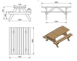 Mesa de Picnic MASGAMES MUNICH MA500025 uso publico Horeca