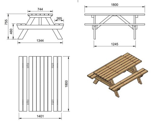 Mesa de Picnic MASGAMES MUNICH MA500025 uso publico Horeca