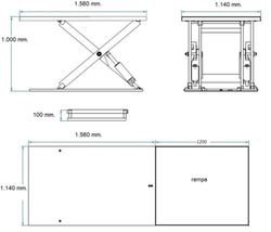 Table élévatrice électrique extra-plate 1500 kg avec rampe 10163