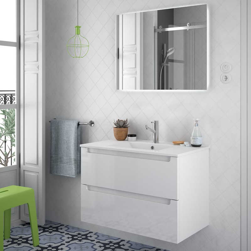 Mueble de baño MONTERREY 800 2 cajones BLANCO BRILLO