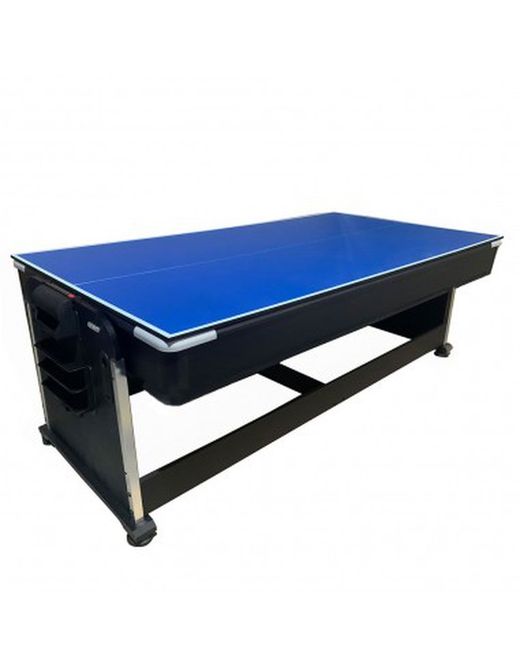 Multijuego giratorio 4 en 1 (Billar +Air Hockey + Ping-Pong + Mesa comedor)Potente motor para el flujo de aire 2678 - tapete AZUL