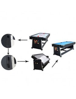 Multijuego giratorio 4 en 1 (Billar +Air Hockey + Ping-Pong + Mesa comedor)Potente motor para el flujo de aire 2678 - tapete AZUL