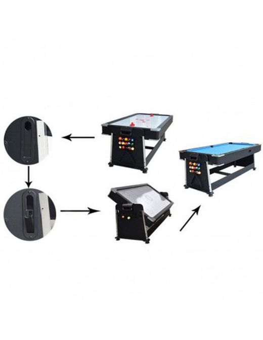 Multijuego giratorio 4 en 1 (Billar +Air Hockey + Ping-Pong + Mesa comedor)Potente motor para el flujo de aire 2678 - tapete AZUL