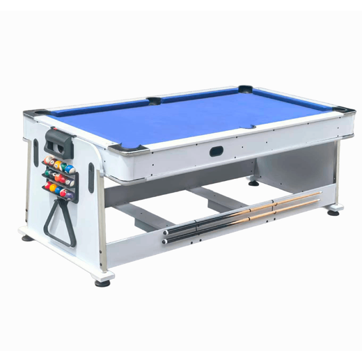 Multijuegos Giratorio 4 en 1 OLIMPUS BLANCO Billar + Air-Hockey + Ping Pong + mesa comedor 2211 tapete azul