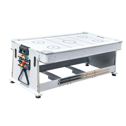 Multijuegos Giratorio 4 en 1 OLIMPUS BLANCO Billar + Air-Hockey + Ping Pong + mesa comedor 2211 tapete azul