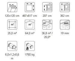 Pavillon en bois Palmako Betty 25,0 m2 467 x 617 cm Pav-4762 104704