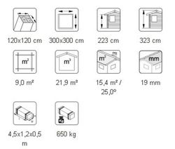 Pabellón de madera Palmako betty 9.0 m2 300 x 300 cm pa-3030 103798