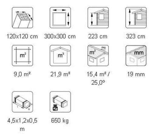 Pabellón de madera Palmako betty 9.0 m2 300 x 300 cm pa-3030 103798