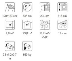 Pavillon en bois Palmako Betty 9,9 m2 337 cm - plancher non inclus - PA-3333 103879