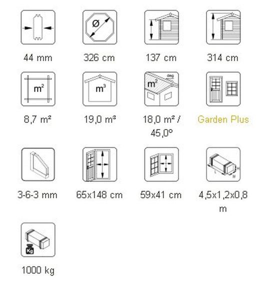 Pavillon en bois Palmako EVA Barbecue 8,7 m2 326 cm PA44-3833 104592