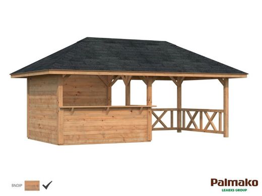 Pabellon de madera PALMAKO CONNECT BIANCA 16.6 SET 3 m2 672 X 384 cm 110196
