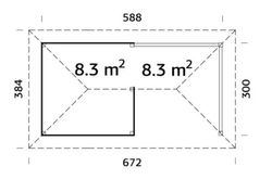 Pabellon de madera PALMAKO CONNECT BIANCA 16.6 SET 3 m2 672 X 384 cm 110196