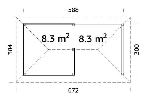 Pabellon de madera PALMAKO CONNECT BIANCA 16.6 SET 3 m2 672 X 384 cm 110196
