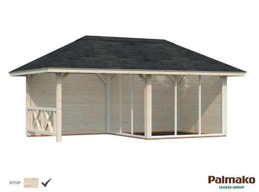 Pabellon de madera PALMAKO CONNECT BIANCA 16.6 SET 4 m2 672 X 384 cm 110204