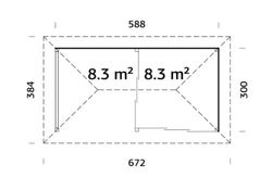 Pabellon de madera PALMAKO CONNECT BIANCA 16.6 SET 4 m2 672 X 384 cm 110204